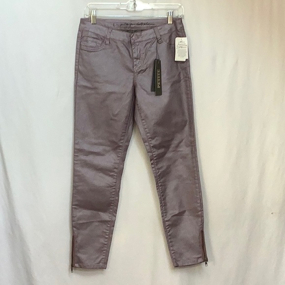 Metallic Muted Purple Cropped Jeans With Ankle Zippers Size 10P - Picture 16 of 16